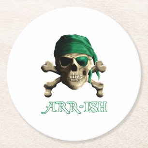 Porta-copo De Papel Redondo Engraçado irlandês Jolly Roger Pirate Skull ARR-IS