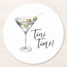 Porta-copo De Papel Redondo Engraçado Tini Time Martini Cocktail