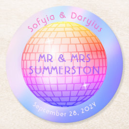 Porta-copo De Papel Redondo Esfera de Disco Rosa Quente Púrpura Laranja Púrpur