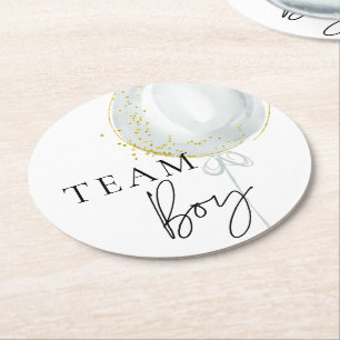 Porta-copo De Papel Redondo Espetáculo de Revelação do Gênero do Balão Rosa e