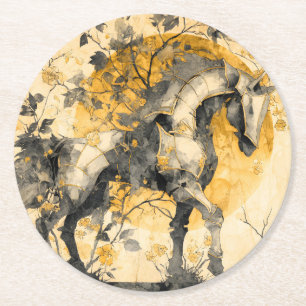 Porta-copo De Papel Redondo Espírito Botânico Vintage Cavalo Branco Flores Vin
