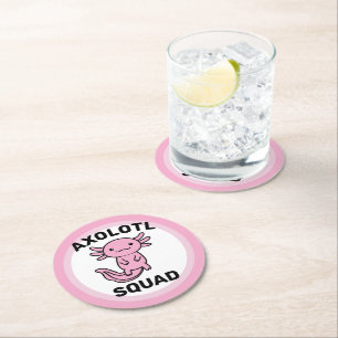 Porta-copo De Papel Redondo Esquadrão de Axolote fofo engraçado personalizável