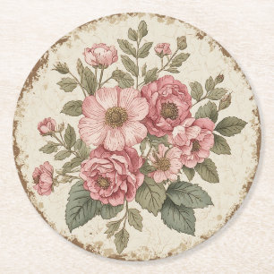 Porta-copo De Papel Redondo Estilo Floral Despojado