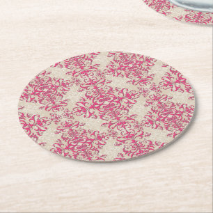 Porta-copo De Papel Redondo Estilo Vitoriano Chic Floral Padrão de Damasco Ros