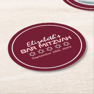 Porta-copo De Papel Redondo Estrela de David Pattern Bat Mitzvah