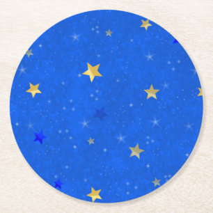 Porta-copo De Papel Redondo Estrelas de Ouro do Céu Azul