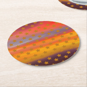 Porta-copo De Papel Redondo Estrelas Do Deserto Do Sudoeste E Stripes Abstrato