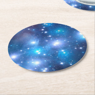 Porta-copo De Papel Redondo Estrelas do Universo Azul + suas ideias