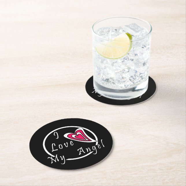 Porta-copo De Papel Redondo Eu amo meu Angel (Insitu)