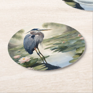 Porta-copo De Papel Redondo Excelente Blue Heron