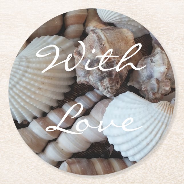 Porta-copo De Papel Redondo Exótica Conchas Tropicais de Verão Fotografia (Frente)