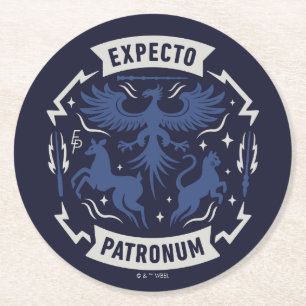 Porta-copo De Papel Redondo Expecto Patronum Gráfico de Silhueta Vintage