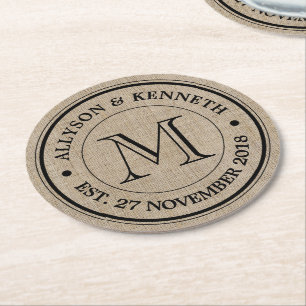 Porta-copo De Papel Redondo Faça seu próprio Monograma do logotipo retrorrefle