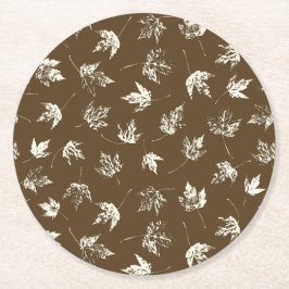Porta-copo De Papel Redondo Fall Maple Folhas em castanho - padrão perfeito.