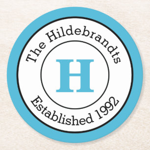 Porta-copo De Papel Redondo Família feita sob encomenda preto e branco azul do