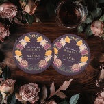 Porta-copo De Papel Redondo Fantasy Encantado Casamento Floral Garden<br><div class="desc">Elegante,  caprichosa,  Fantasia Encantada design de casamento do Jardim Floral perfeito para uma celebração encantada de temas florestais. Este design apresenta elementos florais em um quadro de folhas verdes e sotaques dourados. Correspondência de itens no nosso compro para um tema de festa completo.</div>