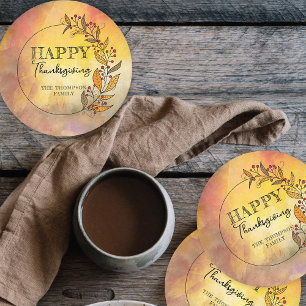 Porta-copo De Papel Redondo Farra De Folhas De Dodle E Ação De Graças De Berri