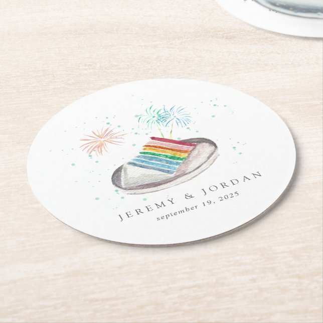 Porta-copo De Papel Redondo Fatia de Casais Personalizados do Amor (Angulado)