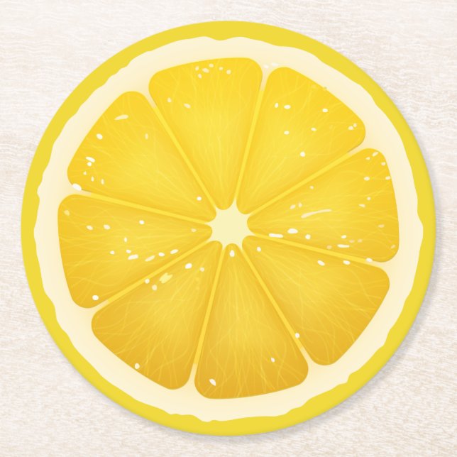 Porta-copo De Papel Redondo Fatia de Limão  (Frente)