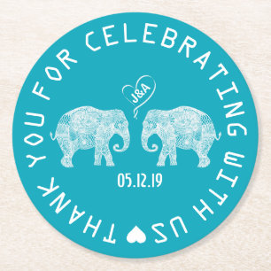 Porta-copo De Papel Redondo Favor feito sob encomenda do casamento do coraçã