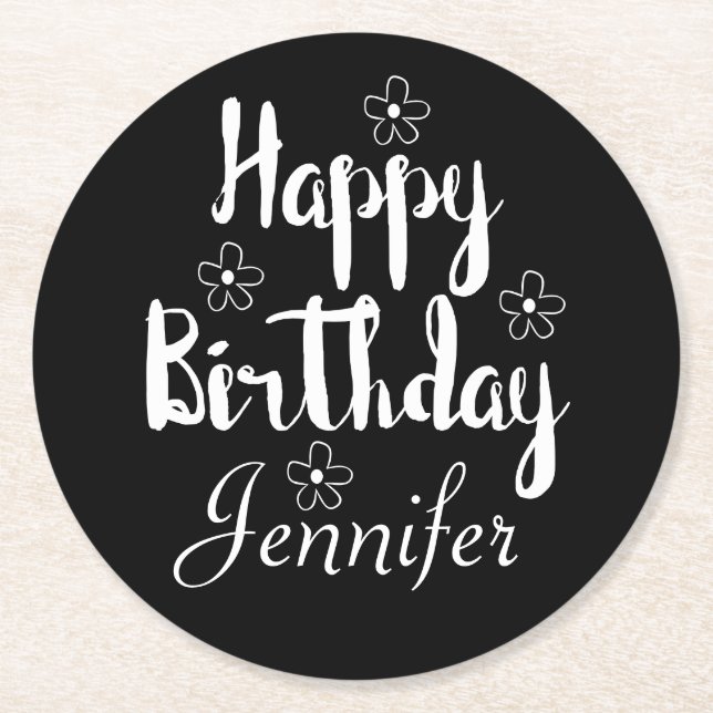 Porta-copo De Papel Redondo Feliz aniversário (Frente)