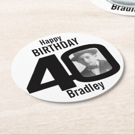 Porta-copo De Papel Redondo Feliz aniversário, 40 portas copos de nomes e de p