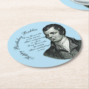 Porta-copo De Papel Redondo Feliz aniversário Rabbie - Robert Burns