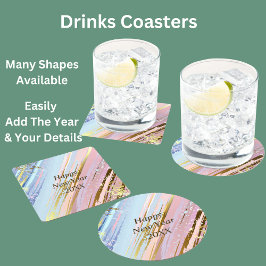 Porta-copo De Papel Redondo Feliz ano novo abstrato azul Dourado 20xx