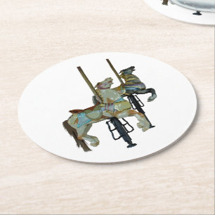 Porta-copo De Papel Redondo Feliz bonito, rodar Cavalos Carrossel