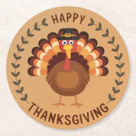 Porta-copo De Papel Redondo Feliz Dia de Ação de Graças à Porta copos de Papel