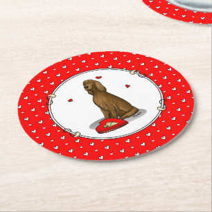 Porta-copo De Papel Redondo Feliz dia de os namorados Be Mine Irish Setter (ve