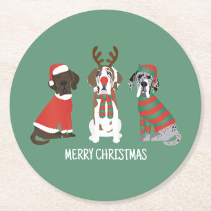 Porta-copo De Papel Redondo Feliz Natal - Grande Dane Dogs