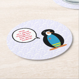 Porta-copo De Papel Redondo Feriado da Bandeira de Aruba Sra. Pinguim Falante