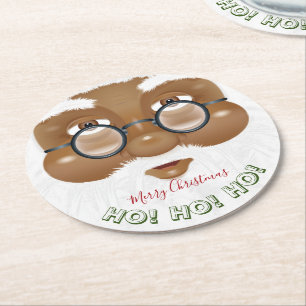 Porta-copo De Papel Redondo Feriado de Natal afro-americano Santa Claus