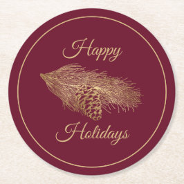 Porta-copo De Papel Redondo Feriado de pinheiro de inverno
