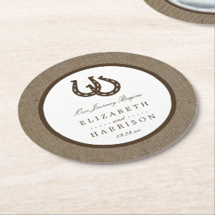 Porta-copo De Papel Redondo Ferradura Russa Do País No Casamento Burlap