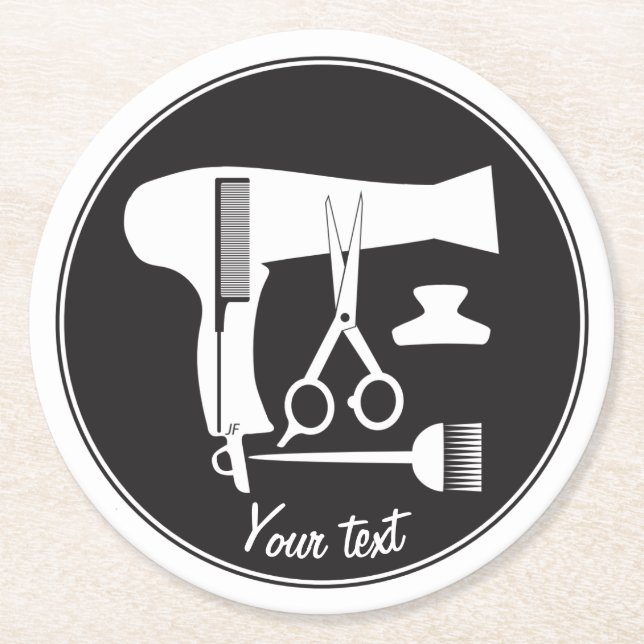 Porta-copo De Papel Redondo Ferramentas dos penteados (Frente)