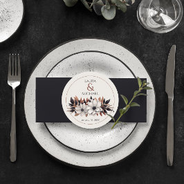 Porta-copo De Papel Redondo Ferrugem Floral Preta Elegante