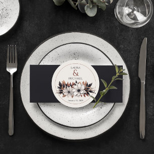 Porta-copo De Papel Redondo Ferrugem Floral Preta Elegante