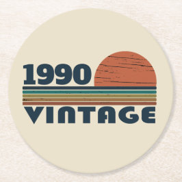 Porta-copo De Papel Redondo Festa de aniversário de 35ª safra personalizada