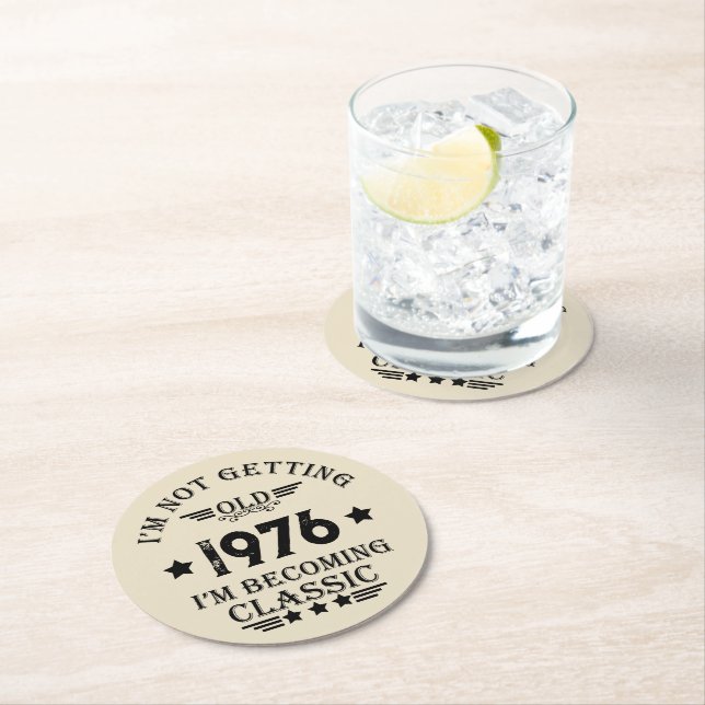 Porta-copo De Papel Redondo Festa de aniversário de 50ª safra personalizada (Insitu)