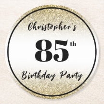 Festa de Aniversário de 85 Anos Preta e Dourada Mo