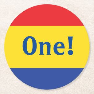 Porta-copo De Papel Redondo Festa de aniversário de cores primárias