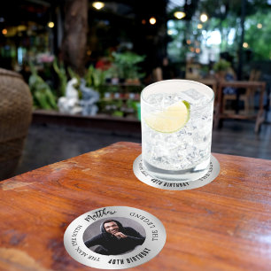 Porta-copo De Papel Redondo Festa de aniversário de prata com foto da lenda do