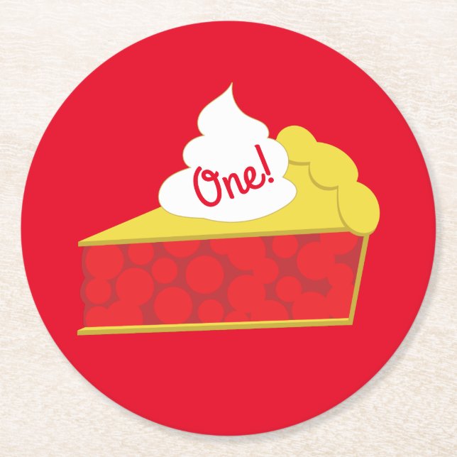 Porta-copo De Papel Redondo Festa de aniversário do Cutie Pie Cherry Kid (Frente)