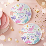 Porta-copo De Papel Redondo Festa de aniversário do Dinossauro Rosa<br><div class="desc">Festa de aniversário cor-de-rosa Porta copos redonda de papel Todos os designs são © PIXEL PERFECTION PARTY LTD</div>