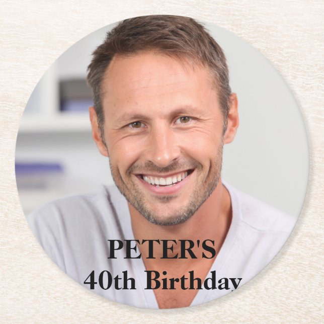 Porta-copo De Papel Redondo Festa de aniversário feita sob encomenda da foto (Frente)