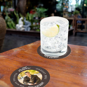 Porta-copo De Papel Redondo Festa de aniversário marrom da foto da lenda do mi