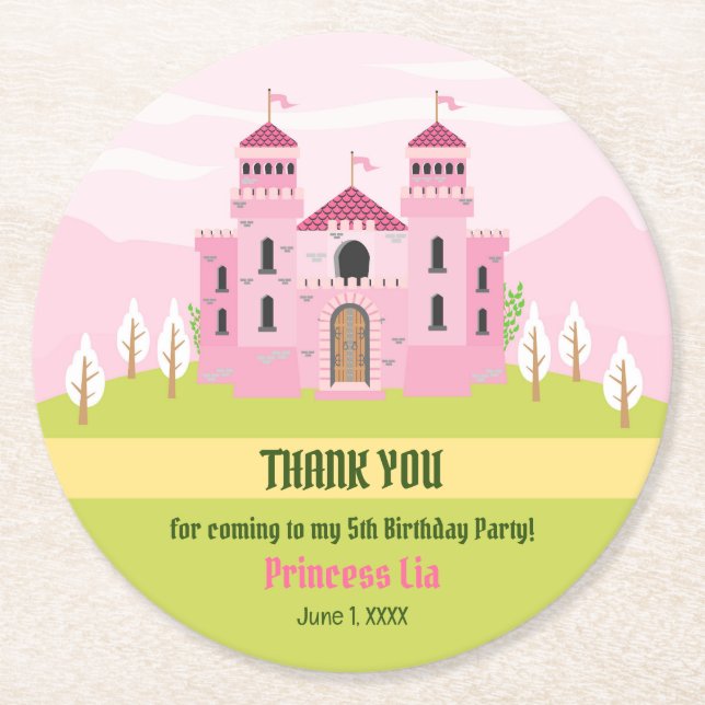 Porta-copo De Papel Redondo Festa de aniversário Real Princesa (Frente)