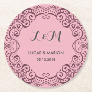 Porta-copo De Papel Redondo Festa de casamento Roxo Roxo